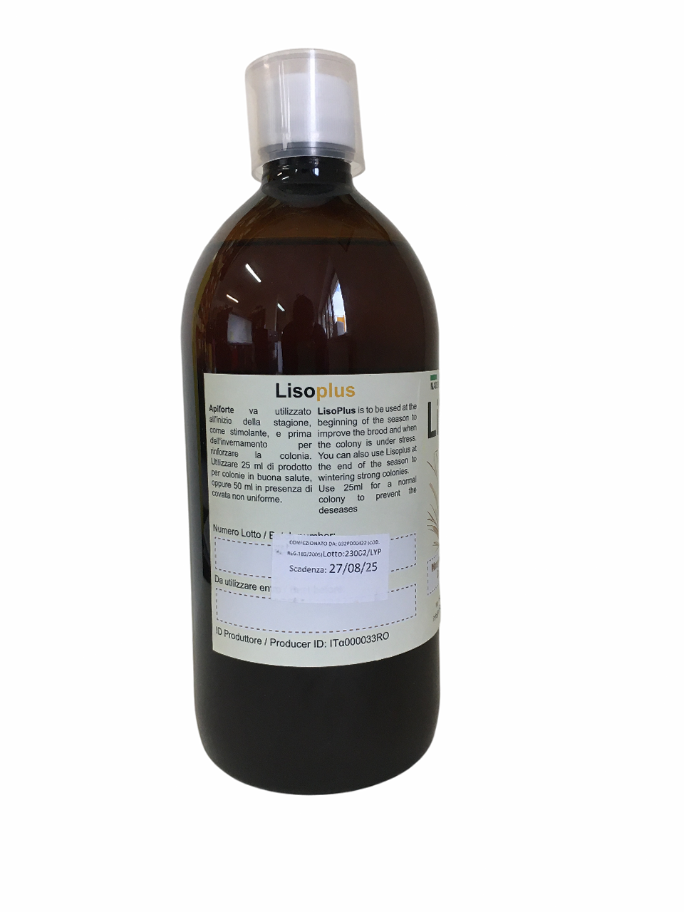 Etichetta informativa Lisoplus 1 L integratore api