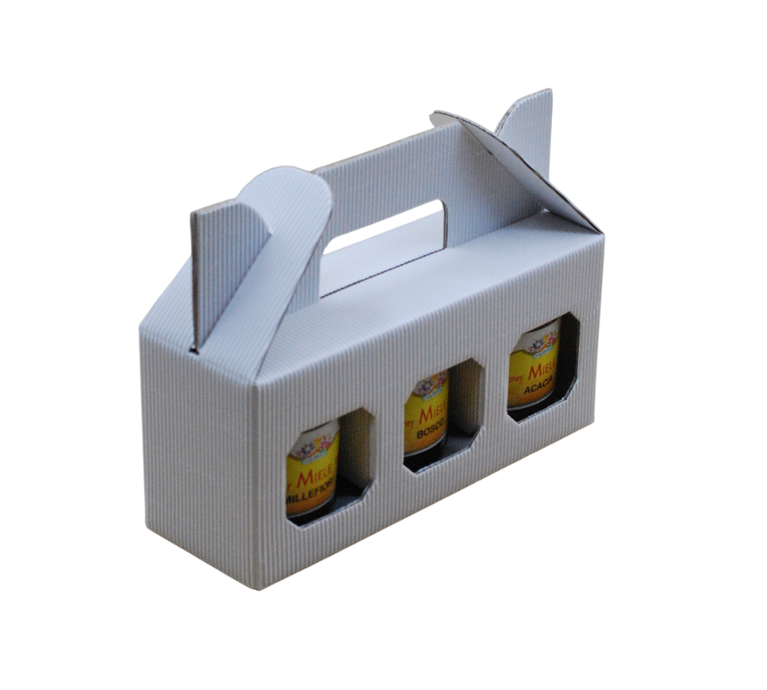 confezione regalo per miele scatoletta bianca 3 vasetti apicoltura