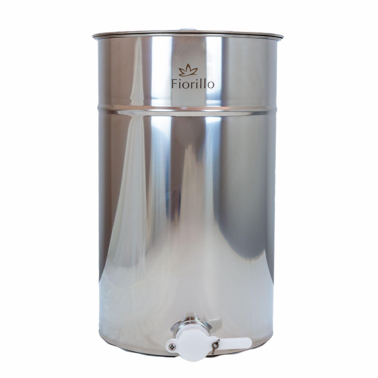 Vista maturatore miele acciaio inox con rubinetto alimentare 200 kg