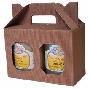 Scatoletta porta vasetti avana per 2 vasi da 1000 g di miele