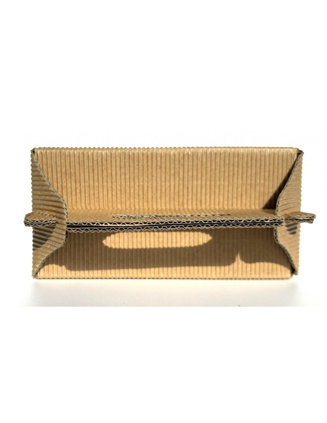 Vista dall alto scatoletta portavasetti doppio scomparto cartoncino avana