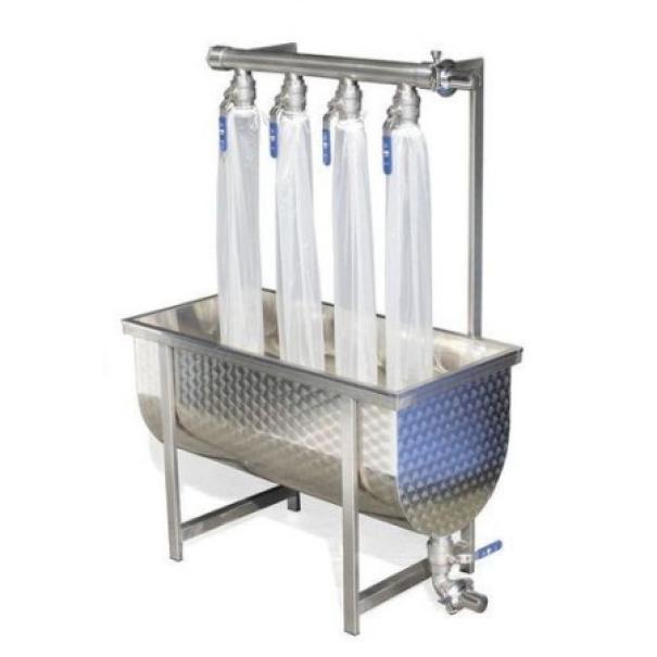 filtro multiplo a sacco in acciaio inox per miele con vasca e 4 uscite Menna base