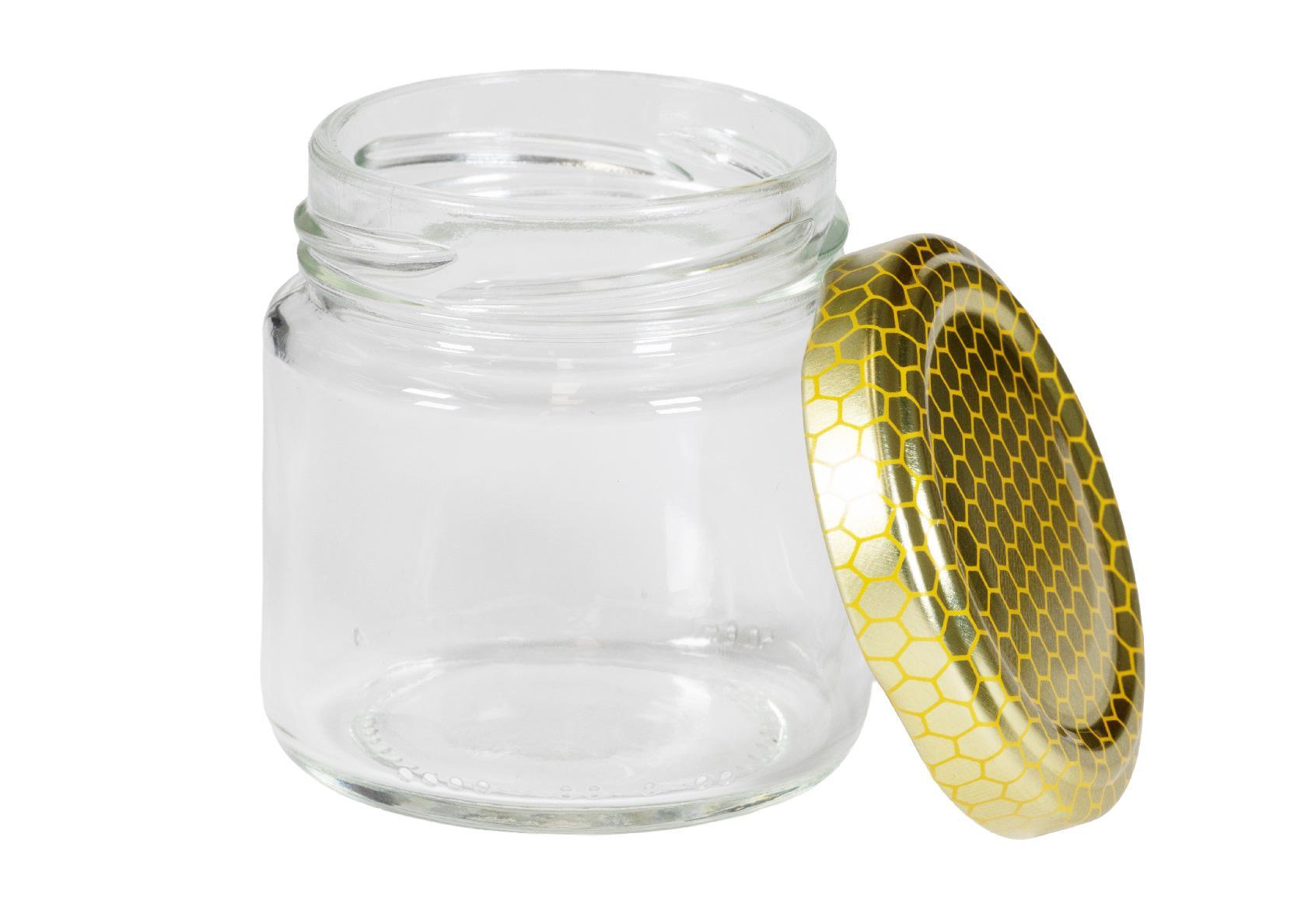 apicoltura.com vaso in vetro ml. 106, tipo basso, per 125 gr di miele (conf. da 40 pezzi) completo di tappo - foto 2