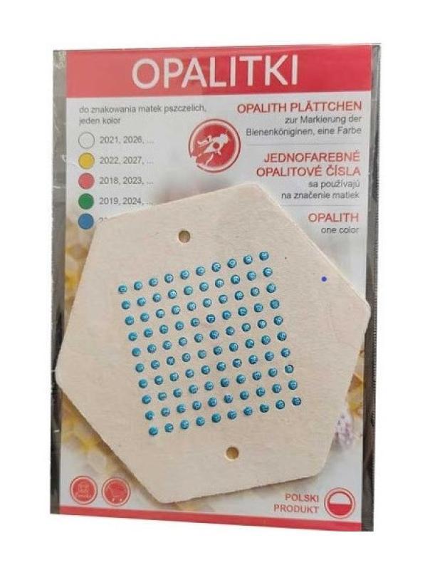 Confezione opali numerati azzurri 1-100 per marcatura regine alveare