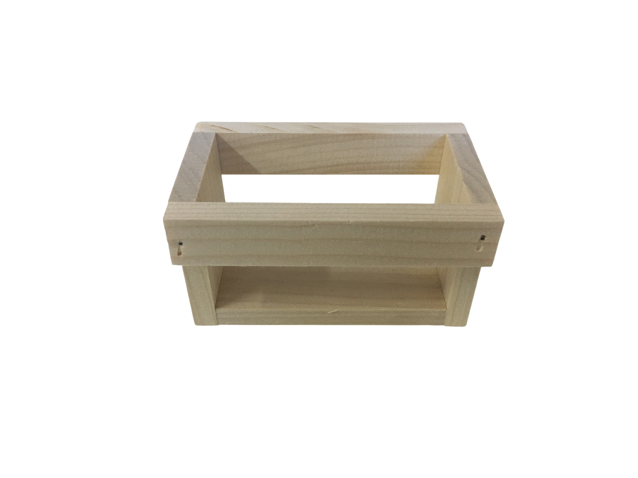 cassettina in legno naturale per 2 vasetti mignon presentazione frontale cassettina in legno per due vasetti da 50 grammi vista frontale