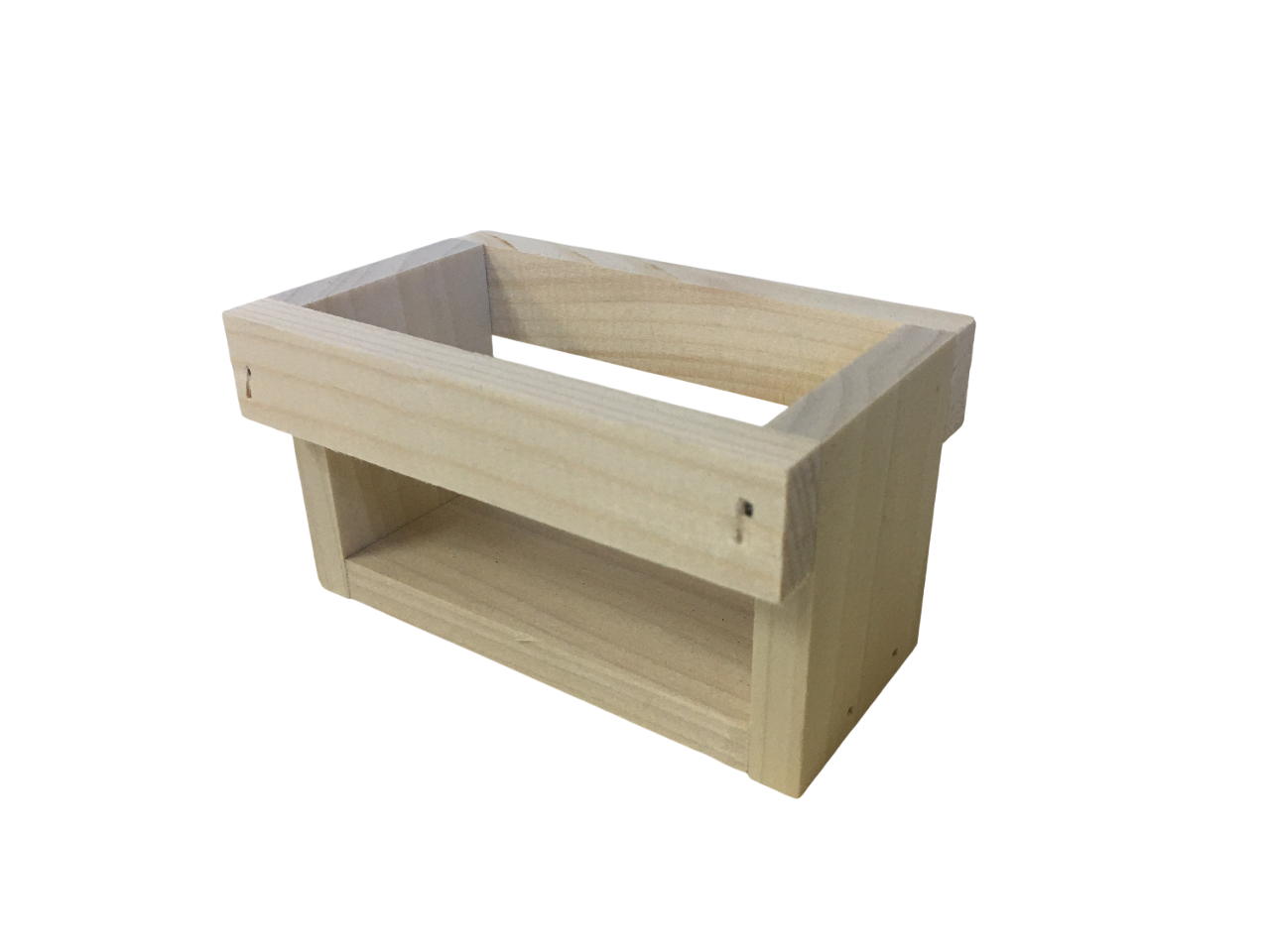 cassettina legno espositore porta vasetti mignon vista laterale cassettina legno porta vasetti mignon vista angolata