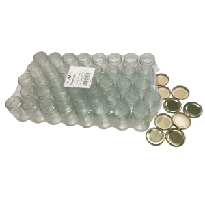 Vaso in vetro ml. 106, tipo alto, per 125 gr di miele (conf. 28 pz) completo di tappo